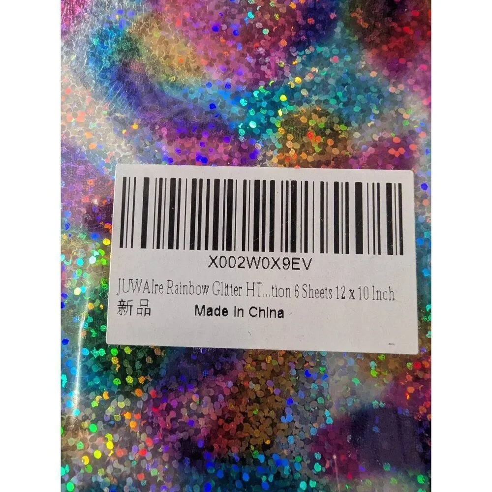 Rainbow Glitter Heat Transfer Vinyl 12x10 in - 6 sheets